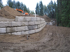 retaining wall during construction