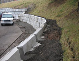 back of retaining wall construction