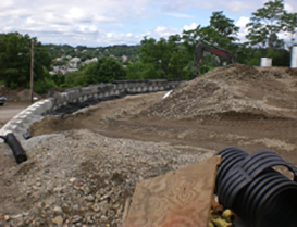 beginning of retaining wall construction