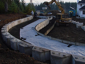 end of retaining wall construction